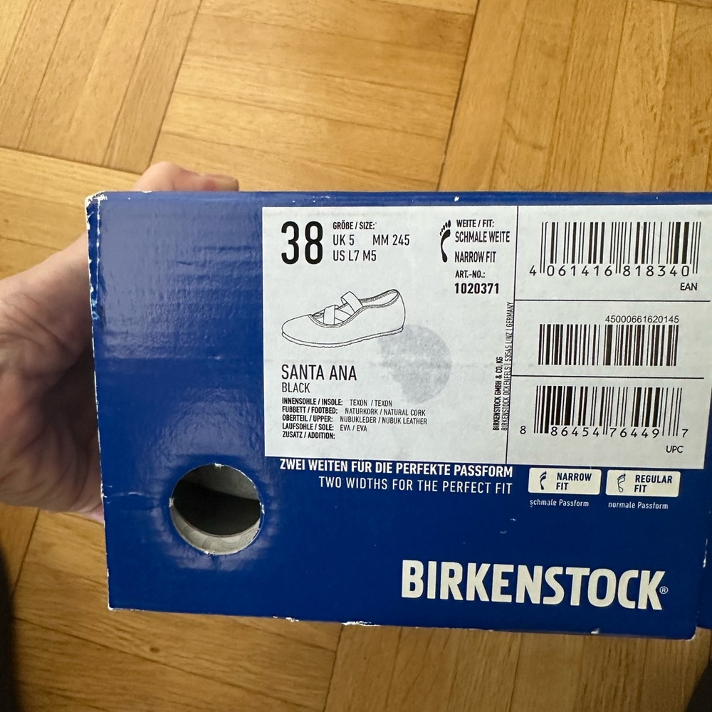 Birkenstock Santa Ana Black Leather Flats